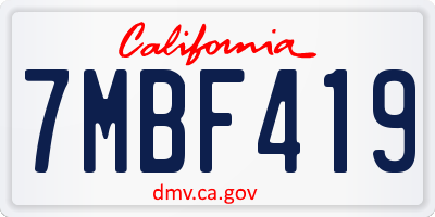 CA license plate 7MBF419