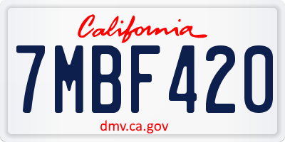 CA license plate 7MBF420