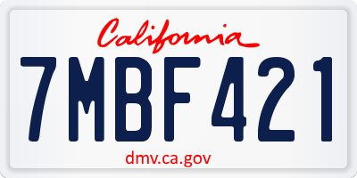 CA license plate 7MBF421