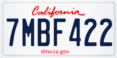 CA license plate 7MBF422