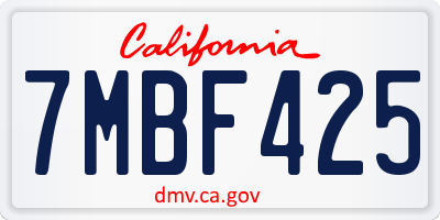 CA license plate 7MBF425