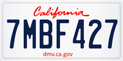 CA license plate 7MBF427