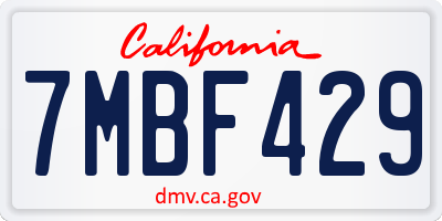 CA license plate 7MBF429