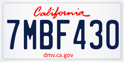 CA license plate 7MBF430