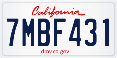CA license plate 7MBF431