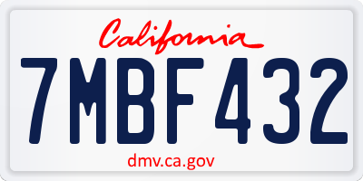 CA license plate 7MBF432