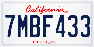 CA license plate 7MBF433