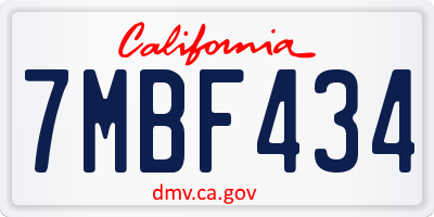 CA license plate 7MBF434