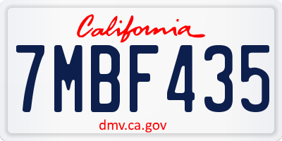 CA license plate 7MBF435