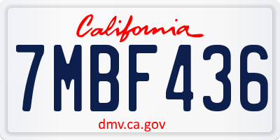 CA license plate 7MBF436