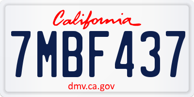 CA license plate 7MBF437
