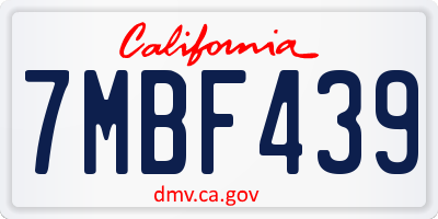 CA license plate 7MBF439