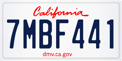 CA license plate 7MBF441