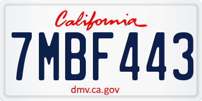 CA license plate 7MBF443