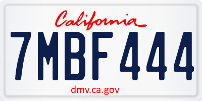 CA license plate 7MBF444