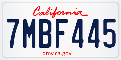 CA license plate 7MBF445