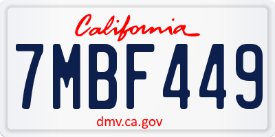 CA license plate 7MBF449