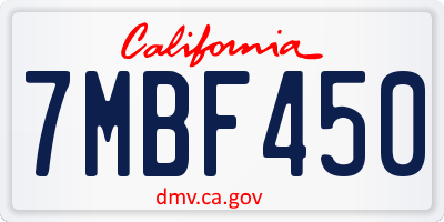 CA license plate 7MBF450