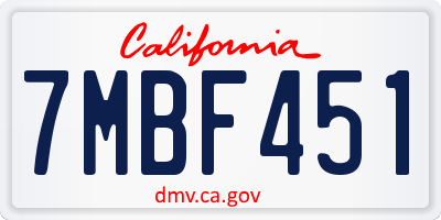CA license plate 7MBF451