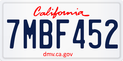 CA license plate 7MBF452