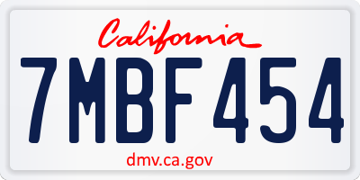 CA license plate 7MBF454