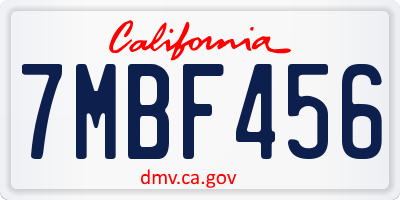 CA license plate 7MBF456