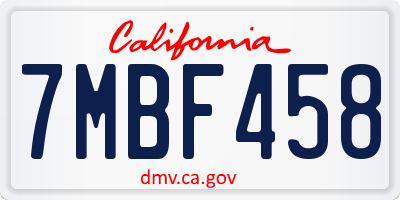 CA license plate 7MBF458