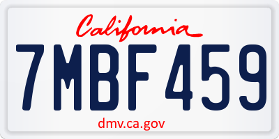 CA license plate 7MBF459