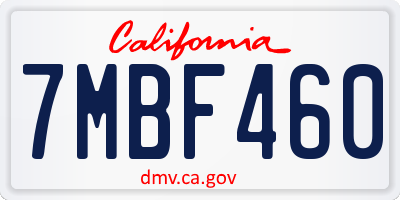 CA license plate 7MBF460