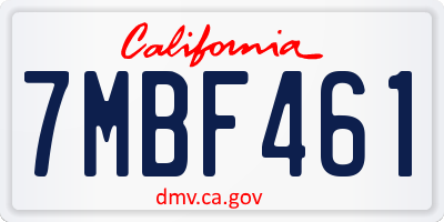 CA license plate 7MBF461