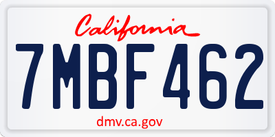 CA license plate 7MBF462
