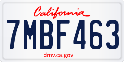 CA license plate 7MBF463