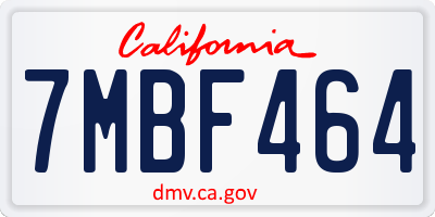CA license plate 7MBF464