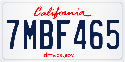 CA license plate 7MBF465