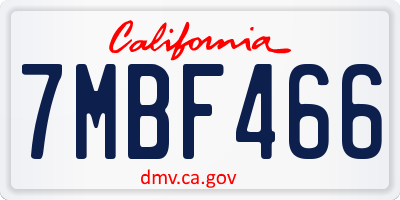 CA license plate 7MBF466