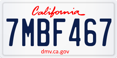 CA license plate 7MBF467