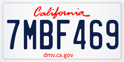 CA license plate 7MBF469