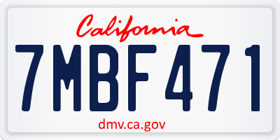 CA license plate 7MBF471