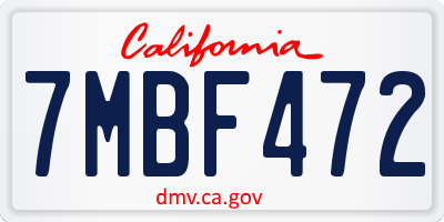 CA license plate 7MBF472