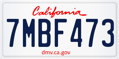 CA license plate 7MBF473