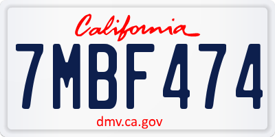CA license plate 7MBF474