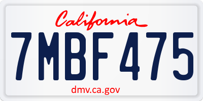 CA license plate 7MBF475