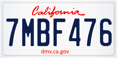 CA license plate 7MBF476