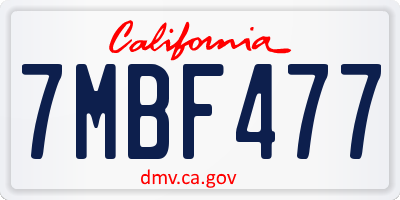 CA license plate 7MBF477