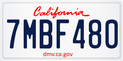 CA license plate 7MBF480