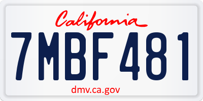 CA license plate 7MBF481