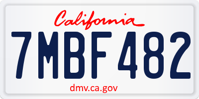 CA license plate 7MBF482