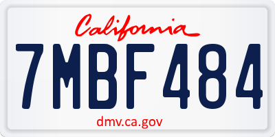 CA license plate 7MBF484