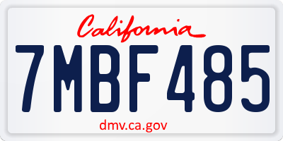 CA license plate 7MBF485