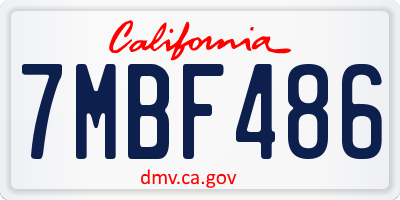 CA license plate 7MBF486